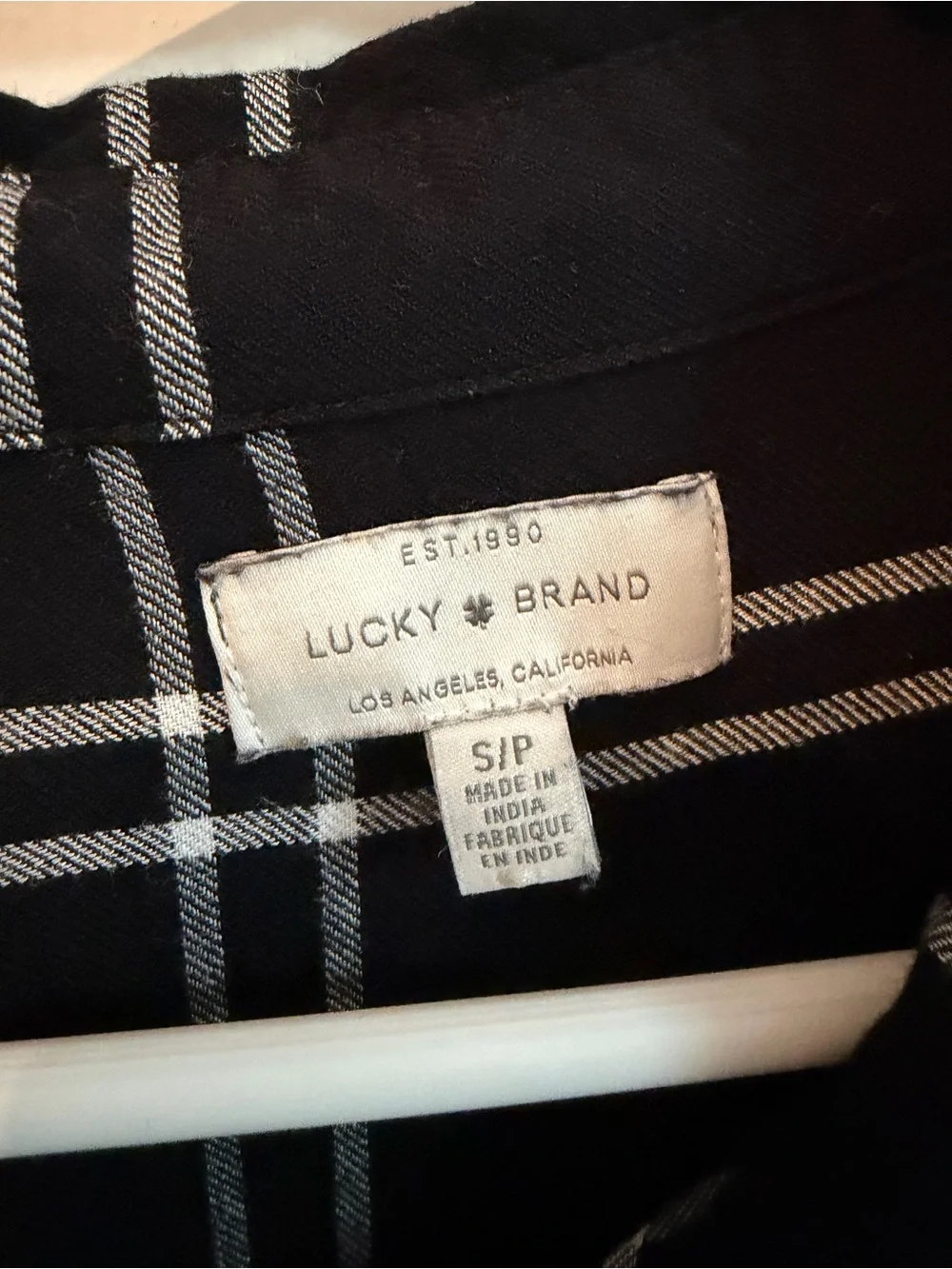 Lucky Brand Black and White Plaid Button-Down Shirt